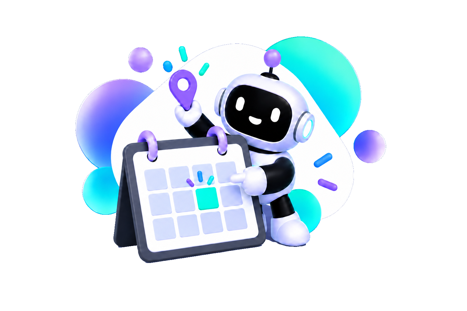 AI-teach robot presenting a calendar of European events